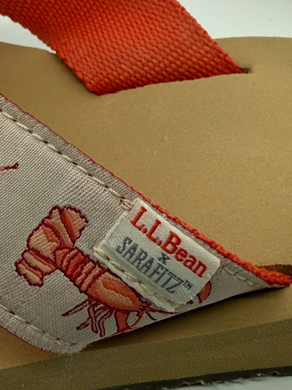 L.L.Bean x Sara Fitz Maine Isle Lobster Flip-Flops Size 10